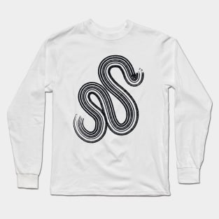 Minimalist black and white charcoal curve sketch Long Sleeve T-Shirt